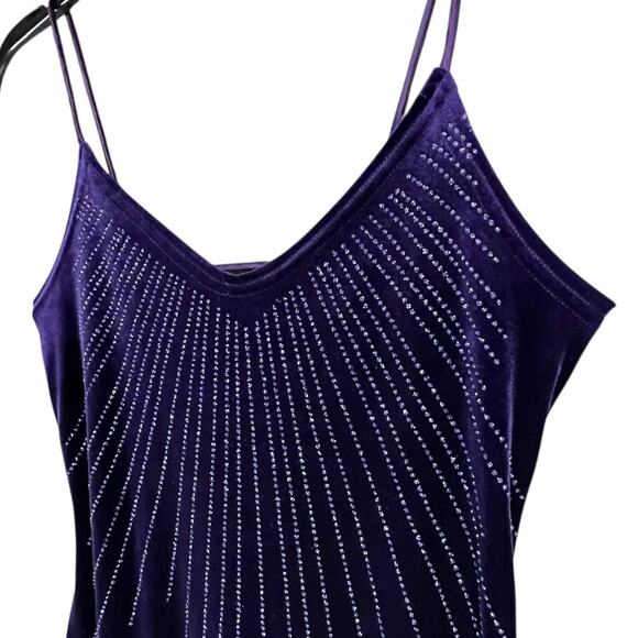 Jump 90s Y2K Maxi Dress 5-6 Purple Velvet Beaded Strappy Evening Gown Whimsygoth - Picture 9 of 16